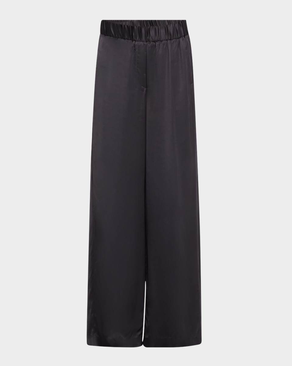 Ruched Wide-Leg Viscose Pants